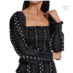 LOVESHACKFANCY $285 Russell Smocked Peasant Top Size XS